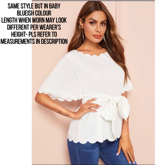 🎉 3/$20 👯‍♀️Host Pick⚡️Scallop Edge Self Tie Top - Picture 3 of 7
